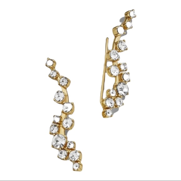 NWT Baublebar Farah Ear Crawler Earrings Crystal Embellished Gold Tone - Picture 3 of 3